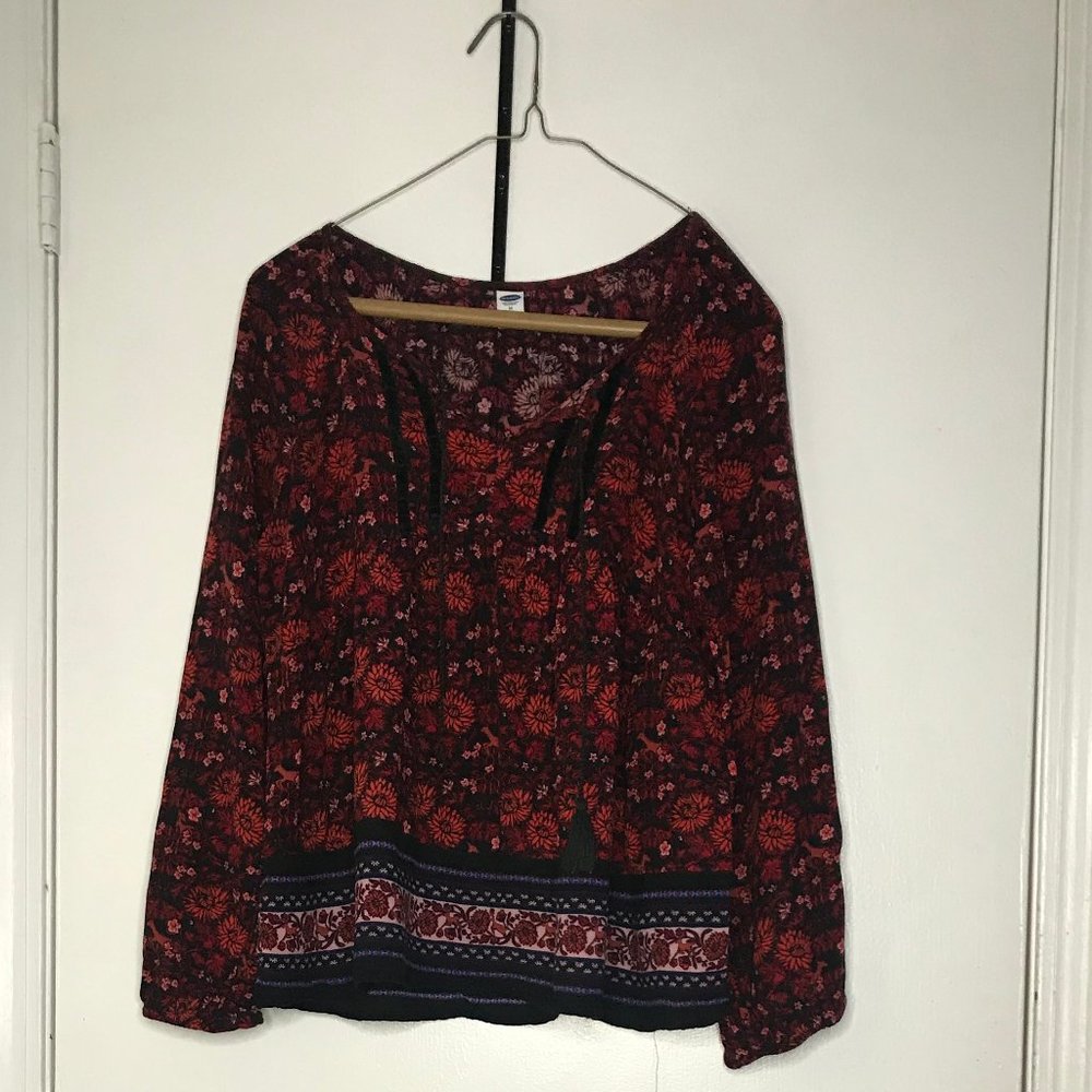 Burgundy Floral Blouse